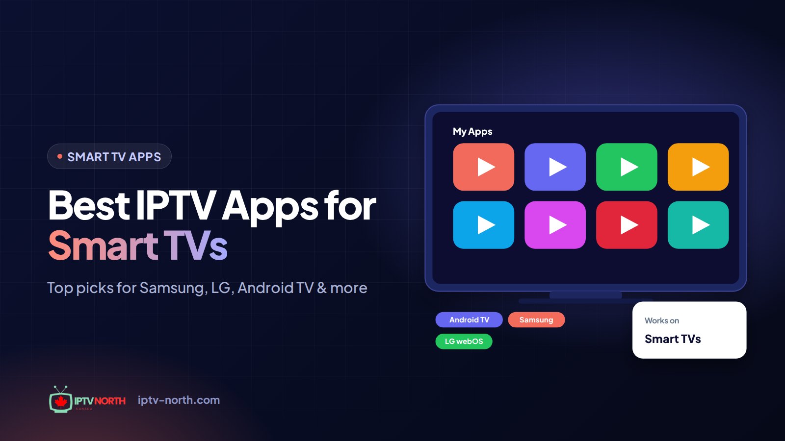 Smart TV home screen showing the best IPTV apps for Smart TVs in Canada