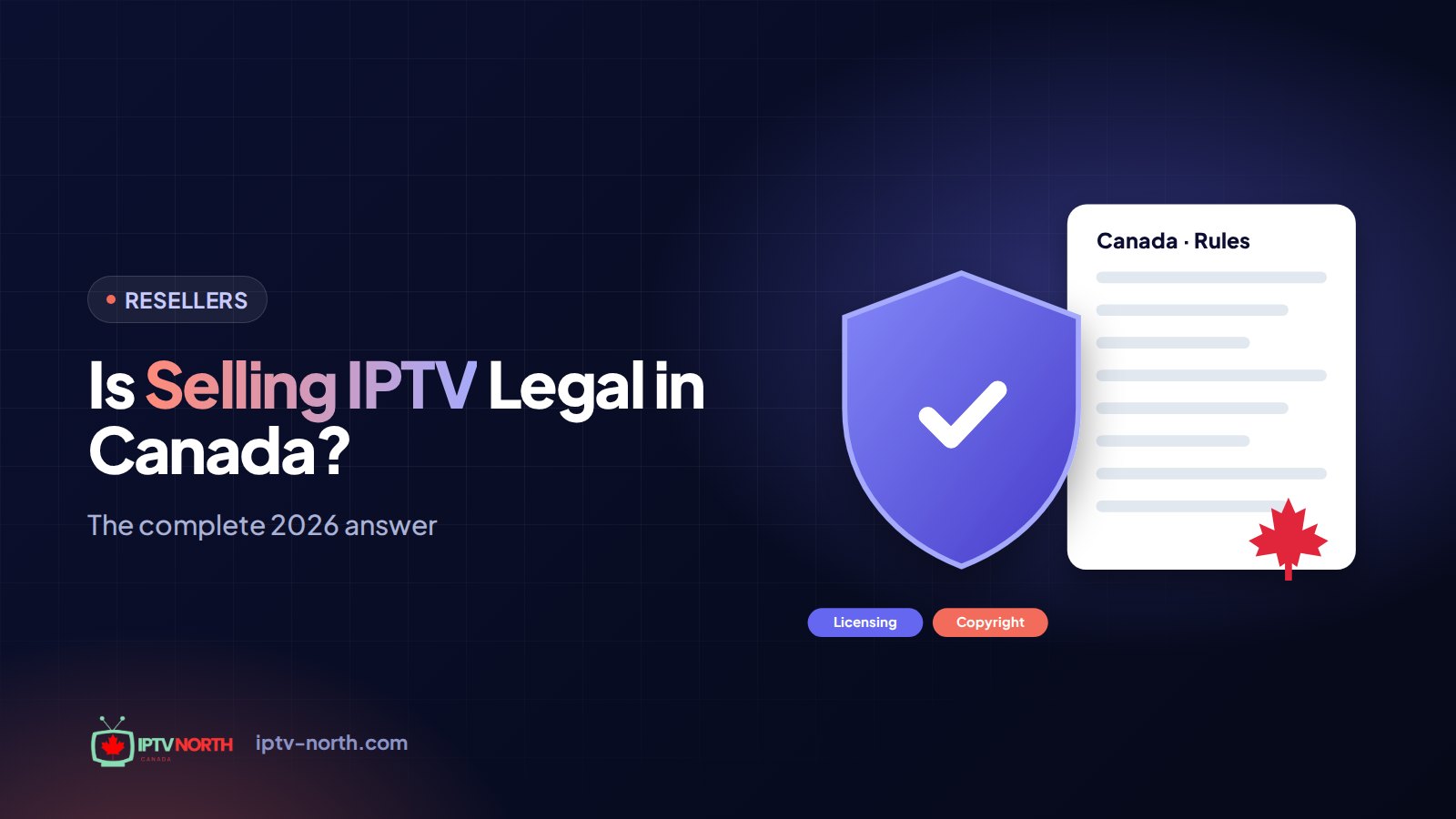 Entrepreneur at a desk researching whether selling IPTV is legal in Canada before launching a reseller business